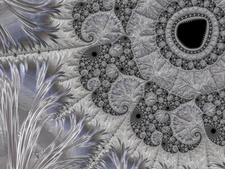 Silver fractal created in 3d. Rich look to decorate any card, vignette, invitation letter, background for website or social networks.