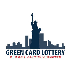 Green Card Lottery logo or emblem. Immigration and Visa to the USA.