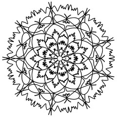 Mandala flower coloring vector for adults