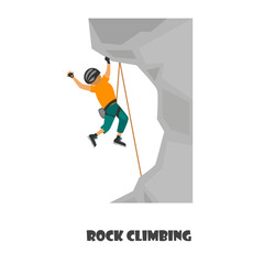 Rock climbing color illustrarion isolated on white