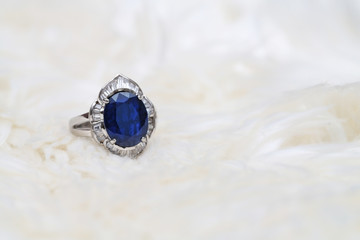 blue gem and diamond ring