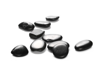 Fototapeta na wymiar Pile black rocks isolated on white background and texture