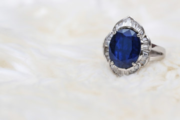blue gem and diamond ring