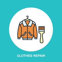 Clothing repair line icon, logo. Dry cleaning service flat sign, illustration of garment painting.