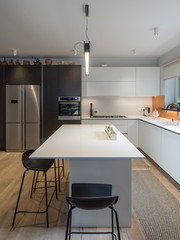 Kitchen in the house. Modern interior. Domestic things.