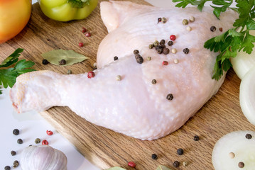 Chicken leg with pepper and bay leaf © Paul Raven