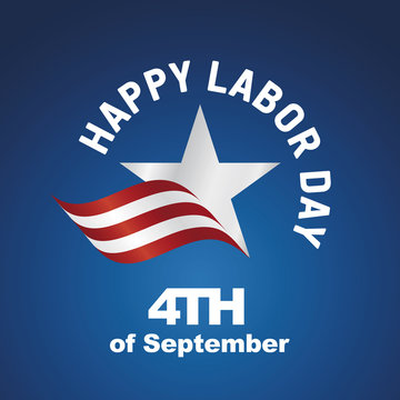 Happy Labor Day USA logo star ribbon blue background