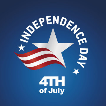 Independence Day USA logo star ribbon blue background
