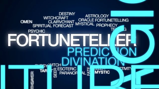 Fortuneteller animated word cloud, text design animation.