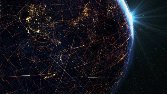 Global International Connectivity Background/Connection lines Around Earth Globe, Futuristic Technology  Theme Background with Light Effect. Some elements of the image provided by NASA. 3D Render