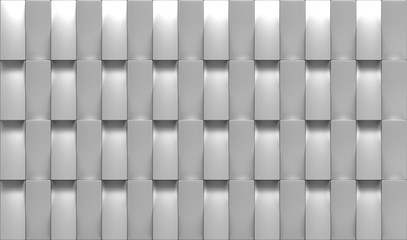 3d rendering. luxurious white long cube geometric stacks wall background