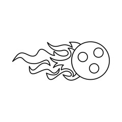 Bowling ball with fire icon in outline style vector illustration for design