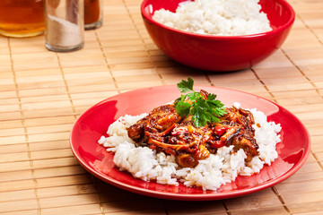 Chinese sticky pork sirloin roasted with a sweet and savory sauce © Sławomir Fajer