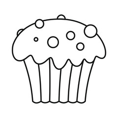 Cupcake icon in outline style vector illustration for design and web isolated