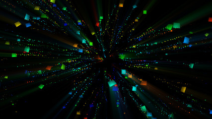 Illuminated Multicolor Flying Particles