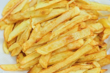 Golden Pile of Homemade Fried French Fries