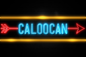 Caloocan - fluorescent Neon Sign on brickwall Front view