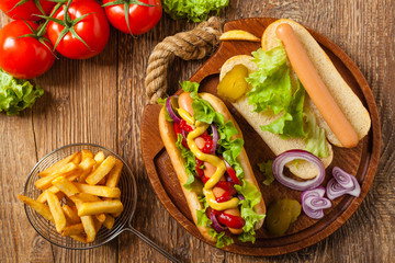 Delicious homemade hot dogs.