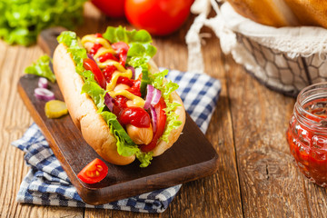 Delicious homemade hot dogs.