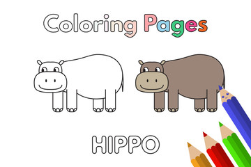 Cartoon Hippo Coloring Book