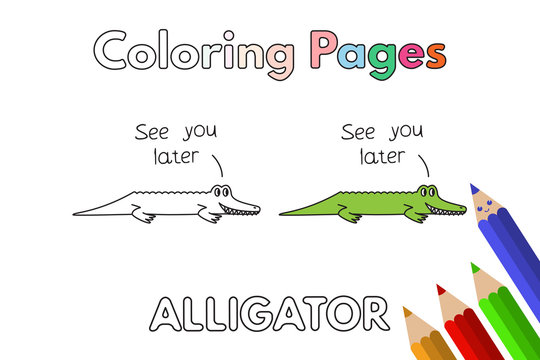 Cartoon Alligator Coloring Book