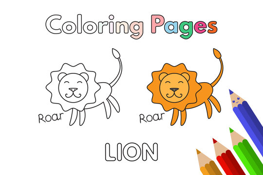 Cartoon Lion Coloring Book