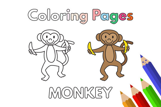 Cartoon Monkey Coloring Book