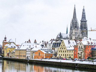 Regensburg, Stadtansicht Dom und Donau, Deutschland, Süddeutsch