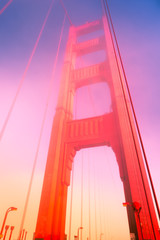 Part of the famous Golden Gate Bridge. The ocean coast near San Francisco, California. 