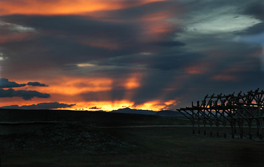 Sunset in the Mongolian steppe