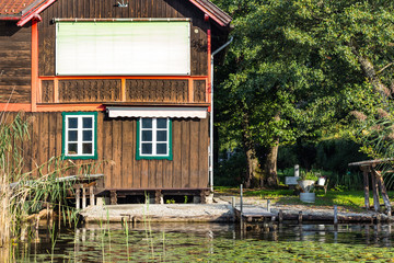 quiet wooden house by a lake in Autria