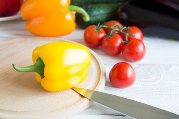 Fresh vegetables, ingredients for cooking a healthy lunch.