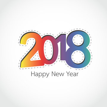 Happy new year 2018 with colorful stype background. Vector illustration
