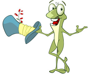 Illustration of a Cute Green Frog. Cartoon Character