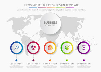 Vector infographic template business concept with options. Label circles for content, flowchart, diagram, steps, infographics, chart, workflow layout illustration,