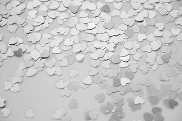 Hearts sparkles valentines day grey background black white 3