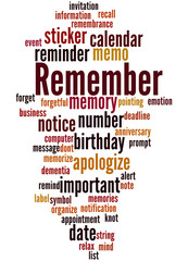 Obraz premium Remember, word cloud concept 8