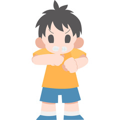 Obraz premium 静かにのポーズをする男の子