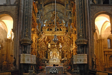 Statue des Hl.Jakobus in der Kathedrale, Santiago de Compostela - obrazy, fototapety, plakaty