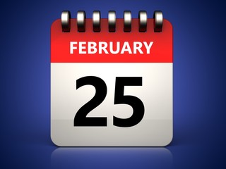 3d 25 february calendar