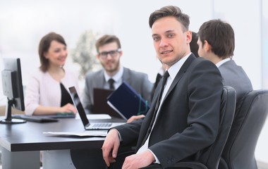Fototapeta premium business team with a senior Manager in the foreground