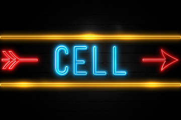 Obraz premium Climbing - fluorescent Neon Sign on brickwall Front view
