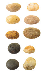 Fototapeta na wymiar Different pebbles isolated on white background (clipping path included)