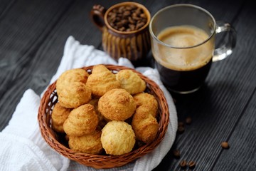 Delicious homemade cookies and coffee for Breakfast   