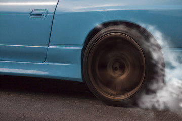 Burning rubber for the competition Drag car.