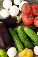 Useful fresh vegetables and mushrooms from the garden 