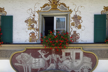 Fototapeta na wymiar Gasthof zur Post in Kochel, Bavaria