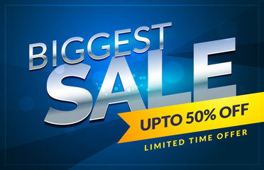 abstract blue sale discount voucher poster background design template