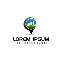 building map navigation logo design concept template