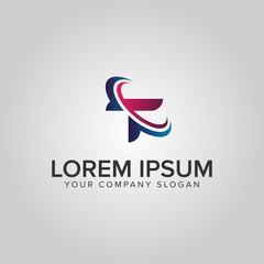 letter T technology logo design concept template